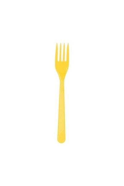 DÜVENCİ TİCARET Yellow Plastic Fork - Pack of 25