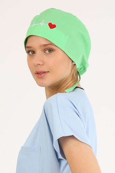 Owlet Medikal Neon Green Surgical Bonnet with Rhythm Embroidery