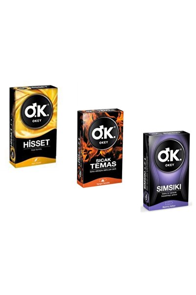 Okey 3 Kutu Prezervatif Hisset Sıcak Temas Sımsıkı