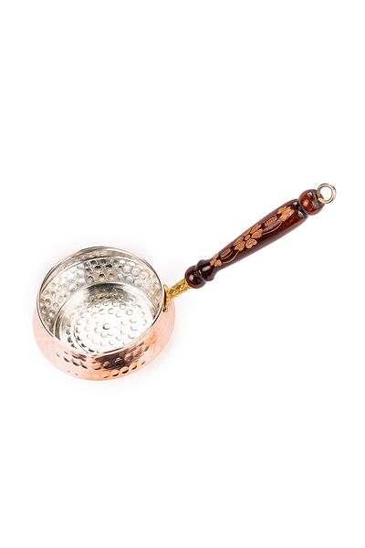 Handygoo Red Forged Copper Sauce Bowl with Wooden Handle