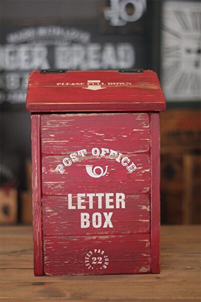 pratikolay Ahşap Retro El Yapımı Dekoratif Posta Kutusu (36X 20X 12CM)