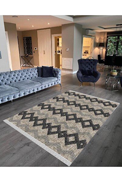 NaRStore Home Decoser 2047 Gri Vizon Renk Pamuk Tabanlı Kaymaz Yıkanabilir Ha...