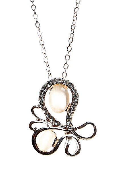 Rouge قلادة نسائية فضية مولان بحجر الزركون على شكل فراشة