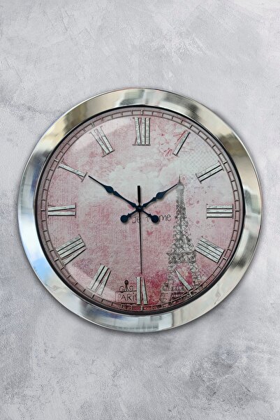 Platin Saat هدية ساعة حائط باريس معدنية من الكروم مقاس 36 سم