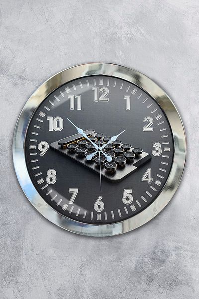 Kasva Concept Gift 36 cm Chrome Metal Accountant Wall Clock