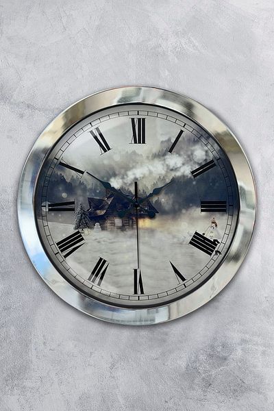 Kasva Concept Gift 36 cm Chrome Metal Land Wall Clock