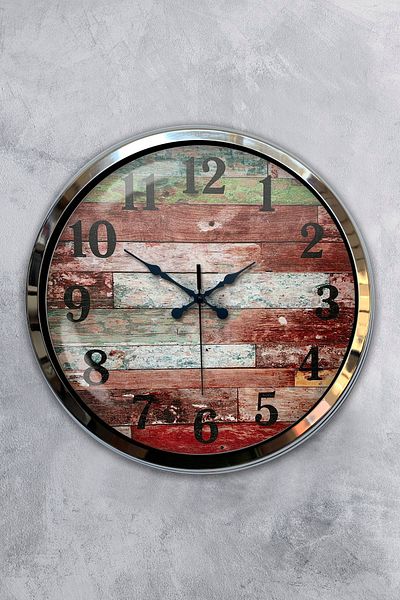 Kasva Concept Gift 40 cm Chrome Metal Log Wall Clock