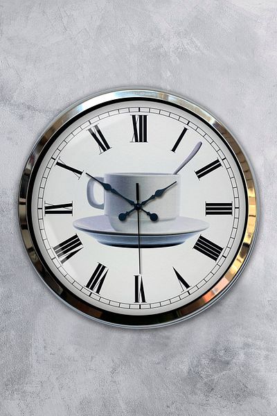 Kasva Concept Cadou 40 Cm Ceas de Perete Cafea Metal Cromat