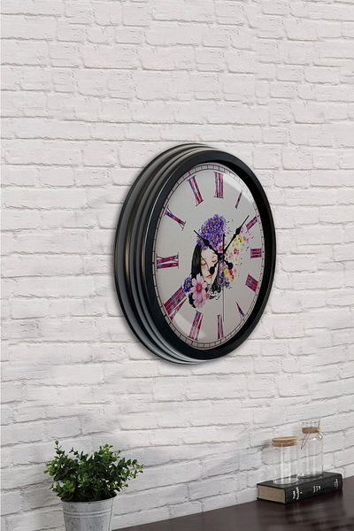 Kasva Concept Gift 40 cm Black Metal Beauty Wall Clock