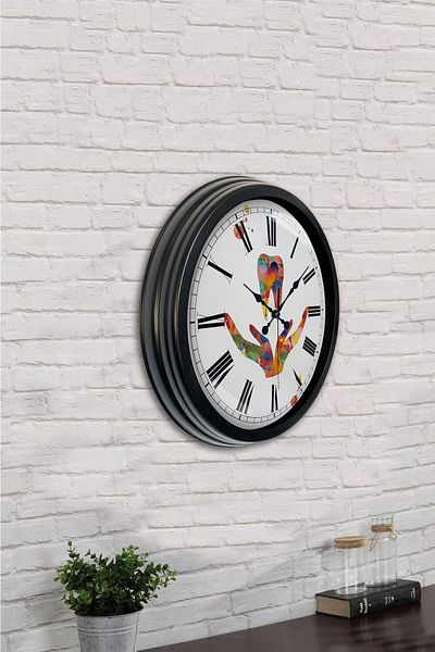 Kasva Concept Gift 40 cm Black Metal Tooth Wall Clock