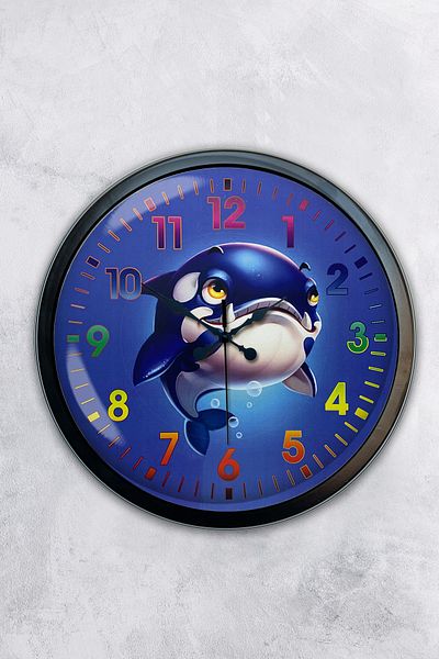 Kasva Concept 40 cm Black Metal Sea Child Wall Clock