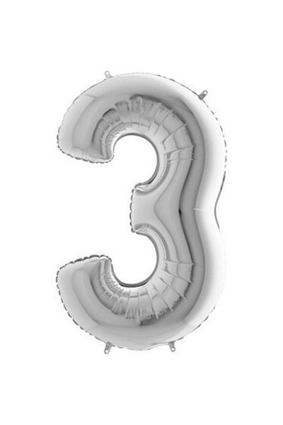 KBK MARKET 75 Cm 3 Foil Letter Balloon Silver
