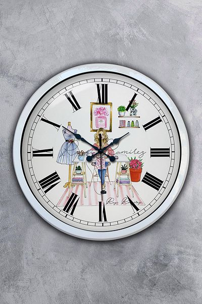 Kasva Concept Gift 40 cm White Metal Tailor Wall Clock
