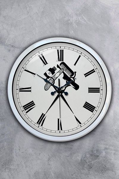Kasva Concept Δώρο 40 εκ. Λευκό Μεταλλικό Ρολόι Τοίχου Κομμωτηρίου