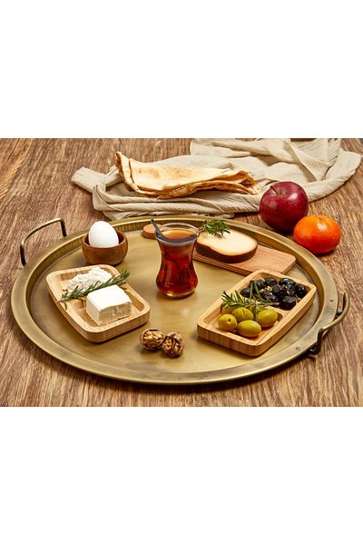 LUCKYHOMES 49 cm Round Gold Tray
