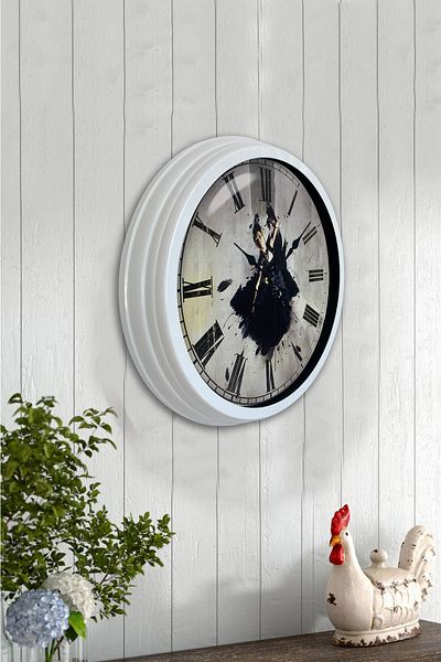 Kasva Concept Gift 40 cm White Metal Dance Wall Clock