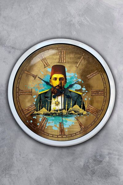 Platin Saat ساعة حائط عبد الحميد خان معدنية بيضاء مقاس 40 سم