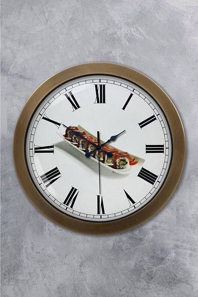 Kasva Concept Gift 36 cm Antique Metal Sushi Wall Clock