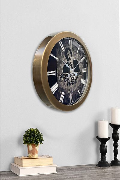 Kasva Concept Gift 36 cm Antique Metal Müslüm Gürses Wall Clock