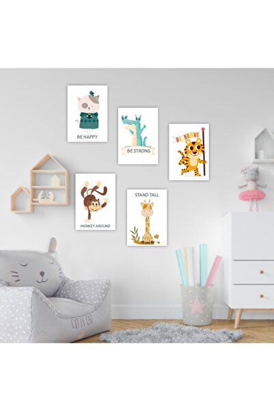 Hsn Poster decorativ de perete Camera copiilor 5 bucăți grosime 350 gr Artă fără încadrare 30x42 cm