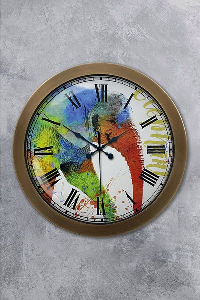 Kasva Concept Gift 36 cm Antique Metal Colorful Wall Clock