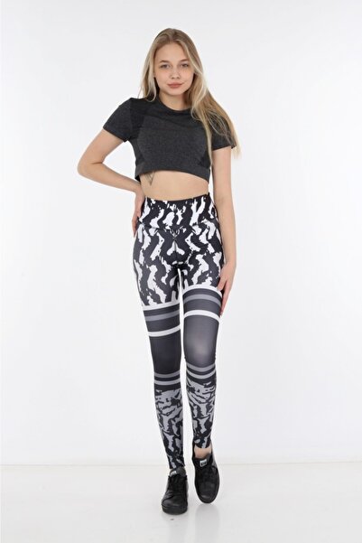 MAGZA Women's Black High Waist Digital Sports Leggings