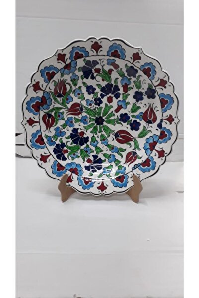Sultan Çini -çini El Emeği 30cm Teşhip Sanatı Özel Tasarım Samur Desenli Tabak