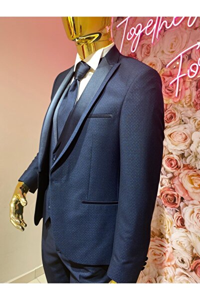 Bİ DÜNYA DAMATLIK Erkek Koyu Mavi Takım Elbise