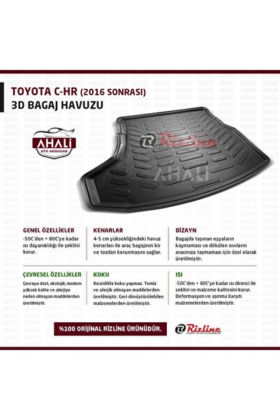 Rizline Toyota C-hr 2016 Sonrası 3d Bagaj Havuzu+ Araç Kokusu Uyumlu