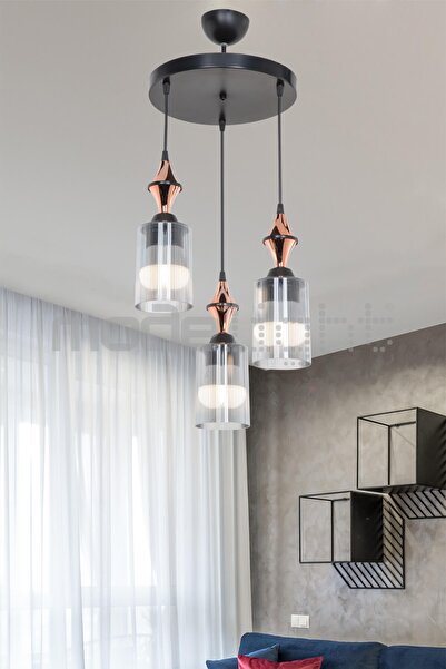 Modelight Akses Küre / Karo 3lü Optik Camlı Avize