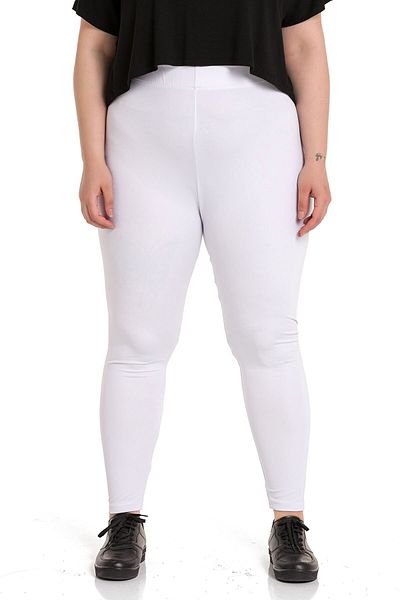 DISENTIS MODEST Large Size Elastic Waist Ankle Length White Women's Tights
