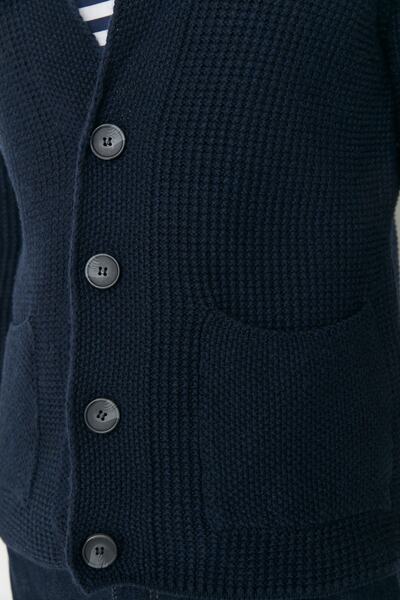 Trendyol Collection Sötétkék karcsúsított kardigán zsebekkel - TMNAW20HI0020