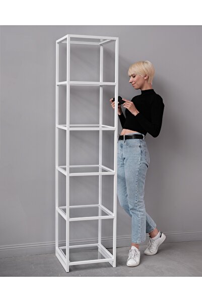 MERZANA Oslo Metal Raf Ve Kitaplık, Metal Köşe Rafı