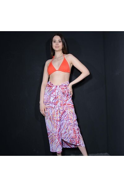 Tedz Collection Paredora Mixed Line Patterned Skirt Pareo