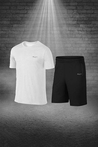 POSEIDON STORM تي شيرت رجالي مقاس كبير من نسيج Dri-fit باللون الأبيض، مريح، وقصة مريحة، ورقبة دائرية، وأكمام قصيرة، شورت رياضي S