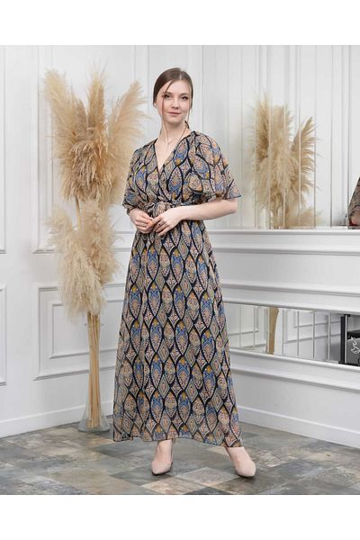 CİXAPLE Rochie din sifon cu maneca scurta cu decolteu in V