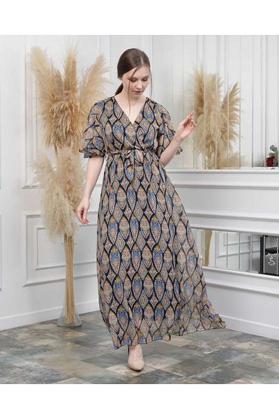 CİXAPLE Rochie din sifon cu maneca scurta cu decolteu in V