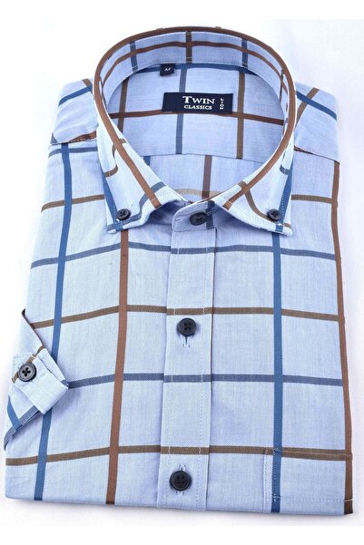 TWINLION Twin 411-0104 Classic Short Sleeve Shirt/blue/l