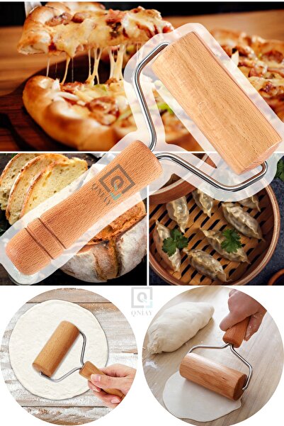 QNİAY Pratik Ahşap Saplı Rulo Hamur Açıcı Merdane Pürüzsüz Oklava Pizza Börek...