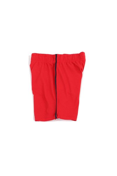 OTARZSENİN Red Combed Cotton Boy's Shorts with Side Stripes