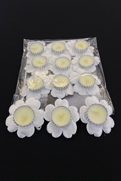 ZEYMERADE Beyaz Nedime El Mumu, 12 Adet, Düğün, Kına Gecesi, Kına Mumu, Bride...