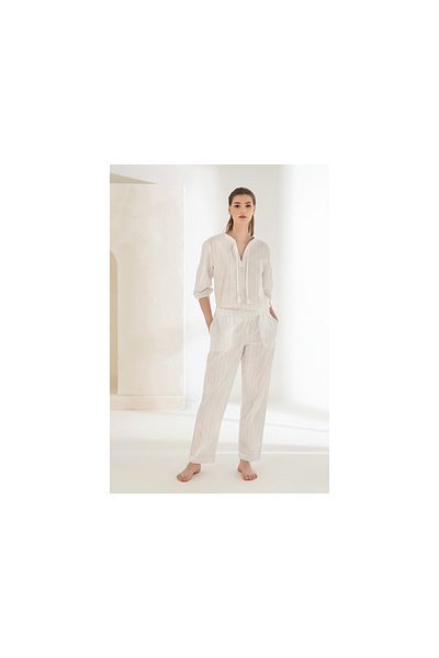 English Home Set pijamale de damă Bianca din bumbac alb