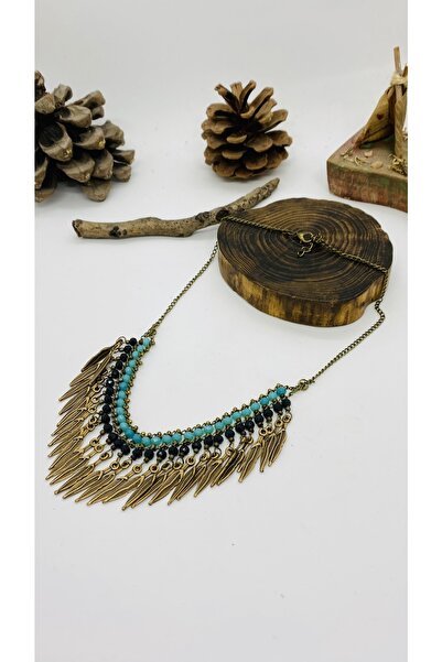 Porsuk Alternatif El Yapımı Etnik Otantik Hippi Bohem Metal Tüy Küpe