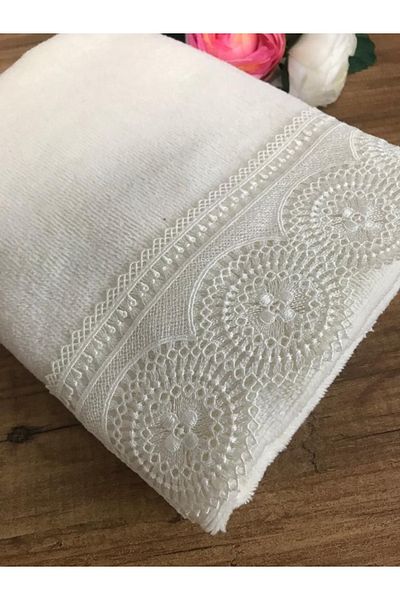 Çeyiz Bahçesi Πετσέτα χεριών Ahu Velvet 50&90 Κρέμα