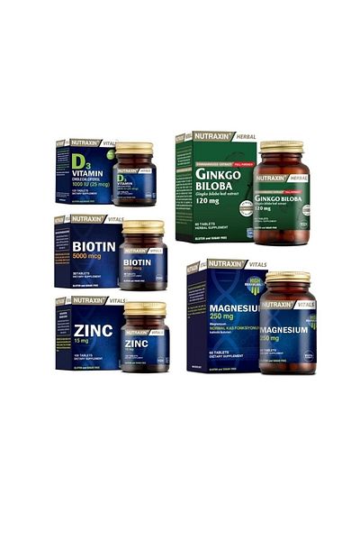 Nutraxin GinkgoBiloba60 Tablets -Biotinand Vitamin D3 Zinc and Magnesium Supplement