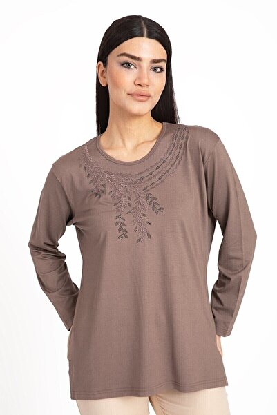 NOBLE STORE Γυναικείο Reguler Cut Lycra Viscose Mother Χτενισμένο Βαμβακερό