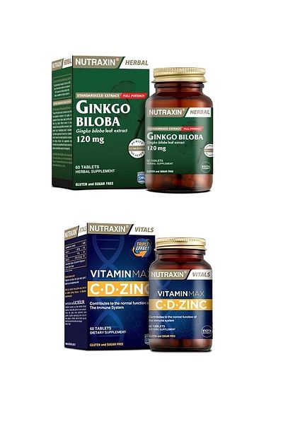 Nutraxin Ginkgo Biloba and Vitamin Max (c,d,zinc) 60 Tablets