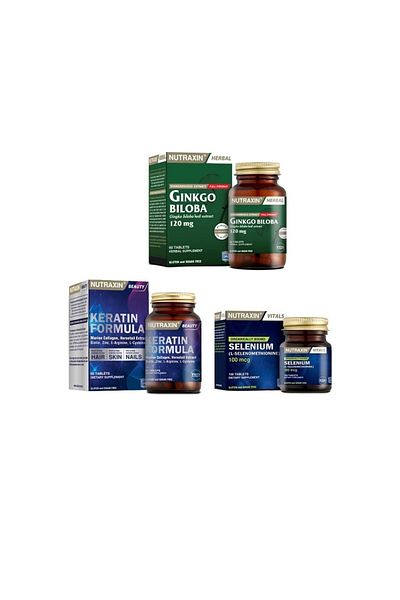 Nutraxin GinkgoBilobaandSelenium60 Tablets +KeratinFormula 100Mcg100 Tablets