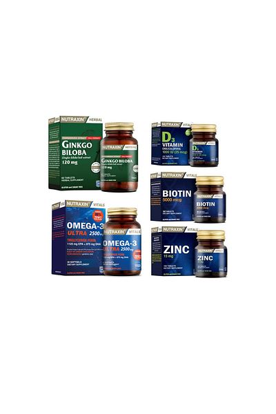 Nutraxin GinkgoBilobaandOmega3UltraCapsule - Biotin, Vitamin D3 and Zinc Tablets