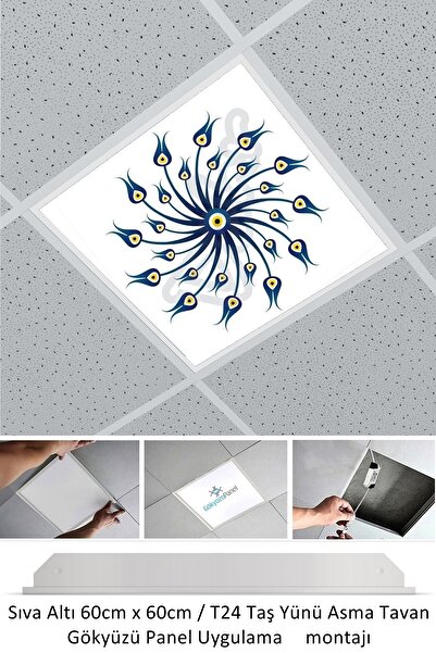 Gökyüzü Panel 60cmx60cm Led Armatür-asma Tavan Led-sıva Altı-54w-beyaz-led Pa...